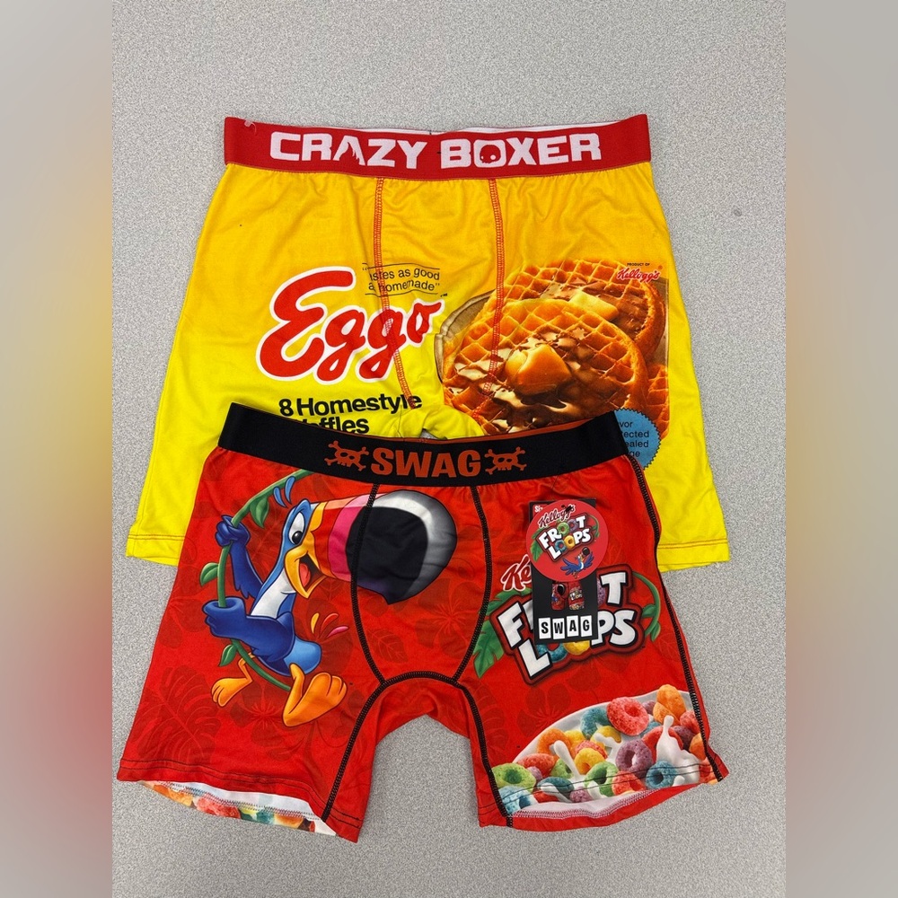 NWT 2-Crazy Boxers Kellogg's Eggos and Froot Loops Boxer Briefs. Size_XL